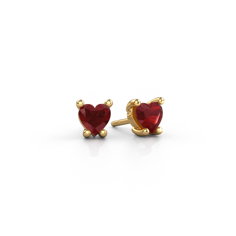 Image of Earrings Sam Heart 585 gold Ruby 5 mm