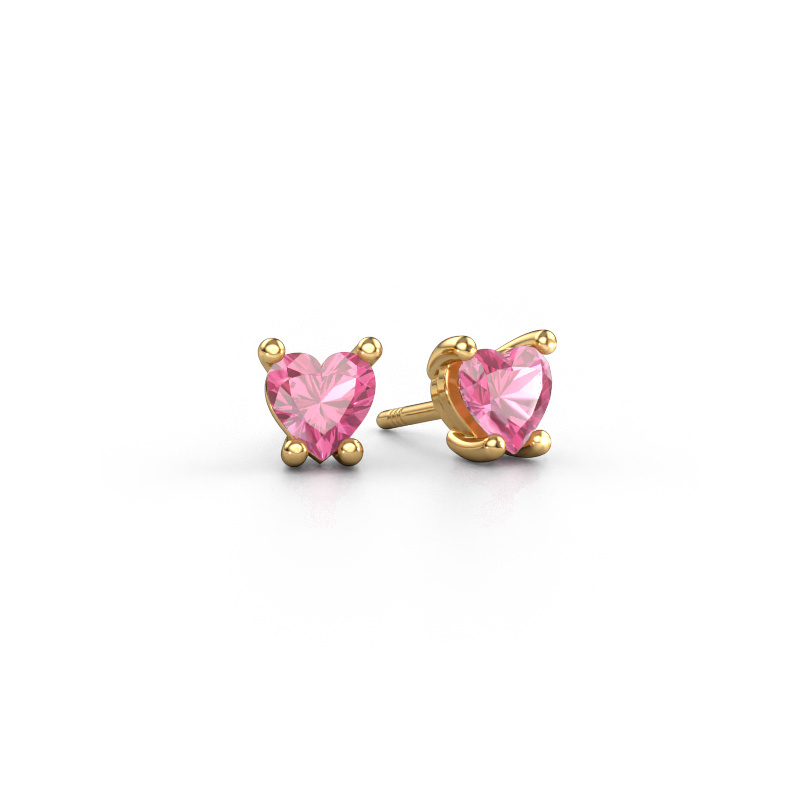 Image of Earrings Sam Heart 585 gold Pink sapphire 5 mm