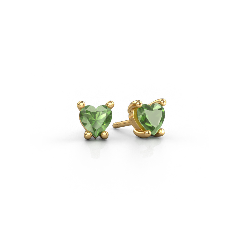 Image of Earrings Sam Heart 585 gold Tourmaline green 5 mm
