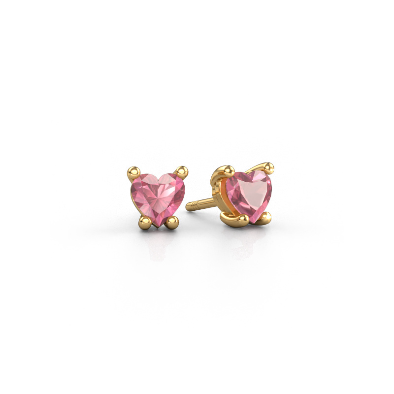 Image of Earrings Sam Heart 585 gold Tourmaline pink 5 mm