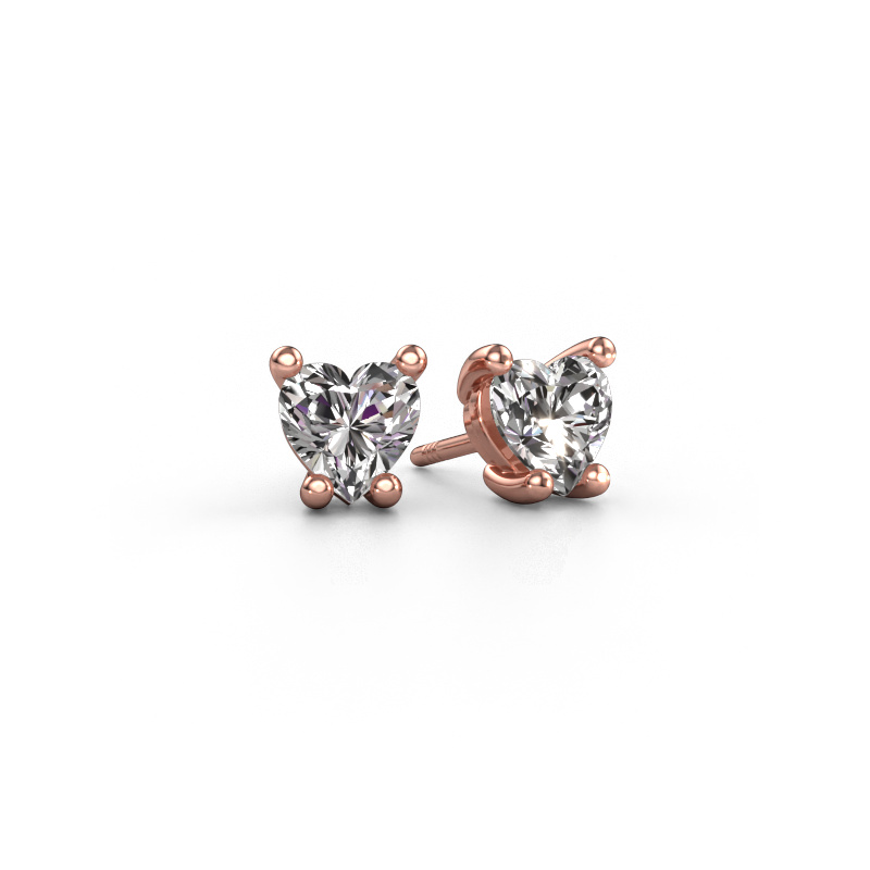 Image de Boucles d'oreilles Sam Heart 585 or rose Diamant 1.60 crt