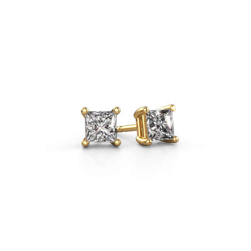 Image of Stud earrings Sam square 585 gold Diamond 1.00 crt