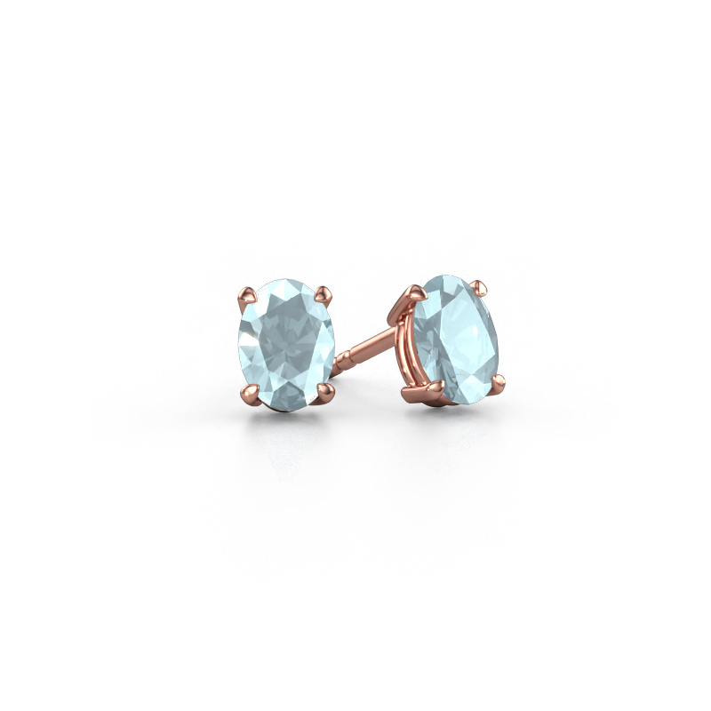 Bild von Ohrsteckers Sam OVL 585 Roségold Aquamarin 7x5 mm