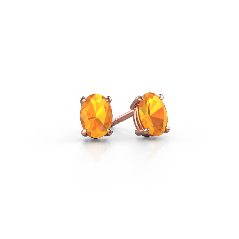 Image of Stud earrings Sam OVL 585 rose gold Citrin 7x5 mm