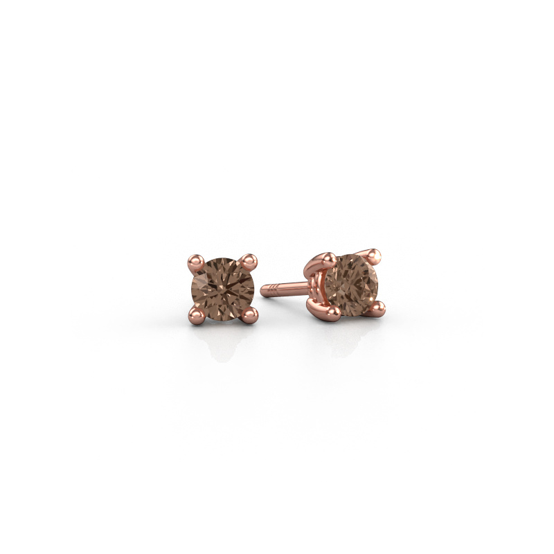 Image de Clous d'oreilles Sam RND 585 or rose Diamant brun 0.60 crt