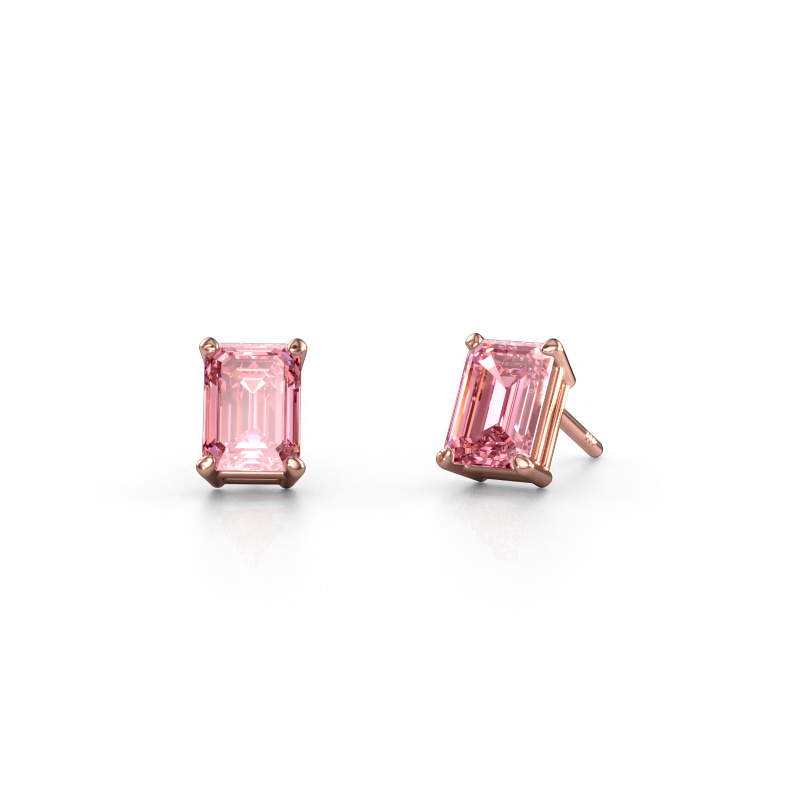 Image of Stud earrings Sam EME 585 rose gold Pink lab grown diamond 7x5 mm