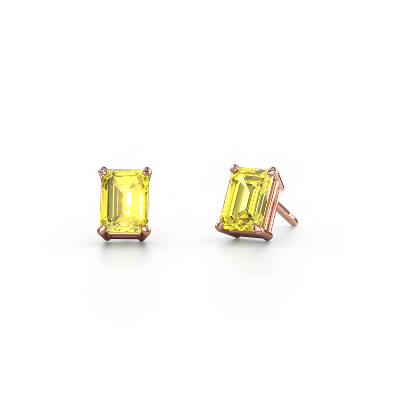 Image of Stud earrings Sam EME 585 rose gold Yellow lab grown diamond 7x5 mm
