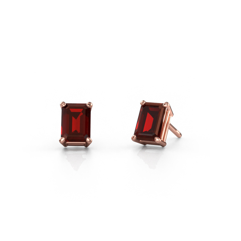 Image of Stud earrings Sam EME 585 rose gold Garnet 7x5 mm