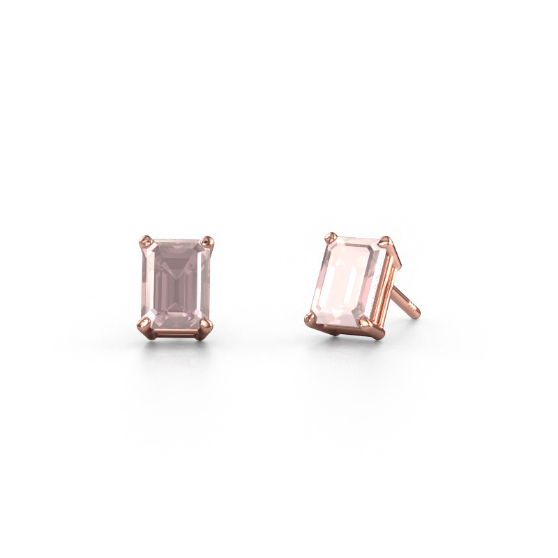 Image of Stud earrings Sam EME 585 rose gold Morganite champagne 7x5 mm