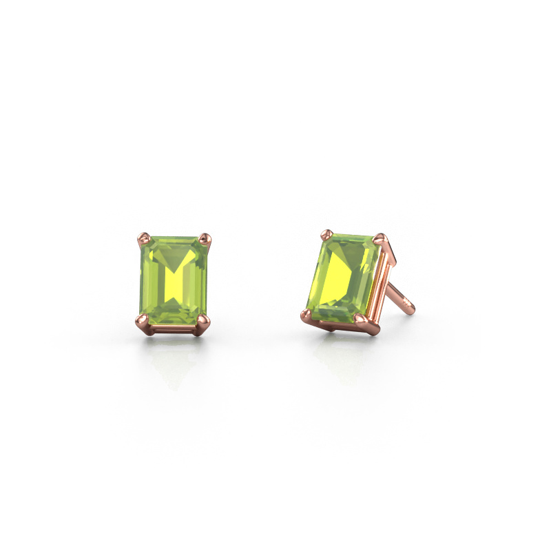 Image of Stud earrings Sam EME 585 rose gold Peridot 7x5 mm