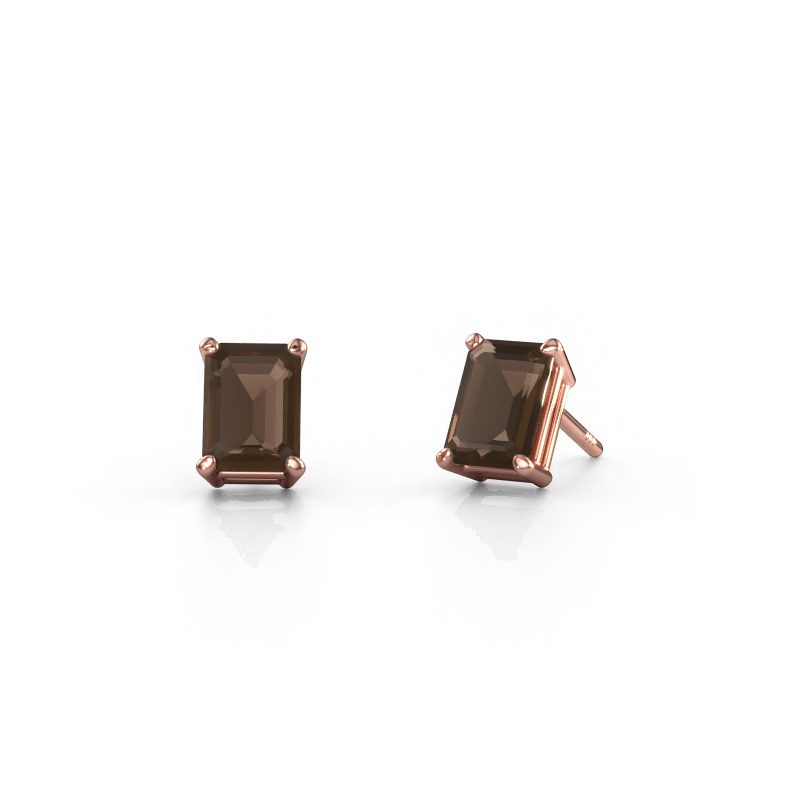 Image of Stud earrings Sam EME 585 rose gold Smokey quartz 7x5 mm