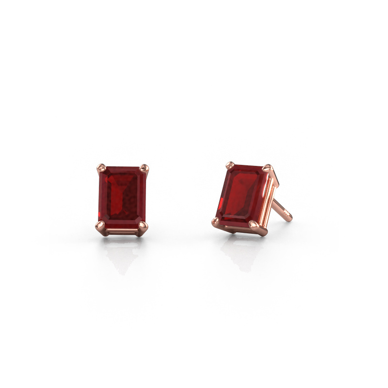 Image of Stud earrings Sam EME 585 rose gold Ruby 7x5 mm