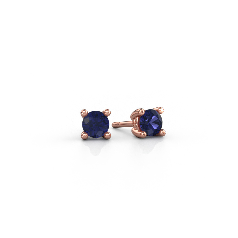 Image of Stud earrings Sam RND 585 rose gold Sapphire 4.2 mm