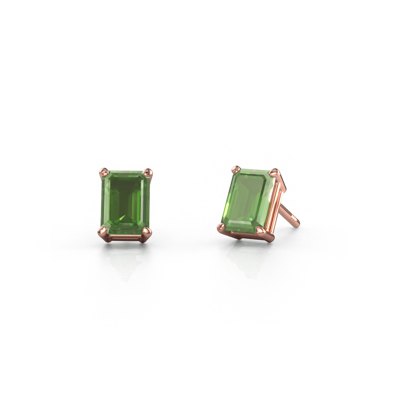 Image de Clous d'oreilles Sam EME 585 or rose Vert tourmaline 7x5 mm