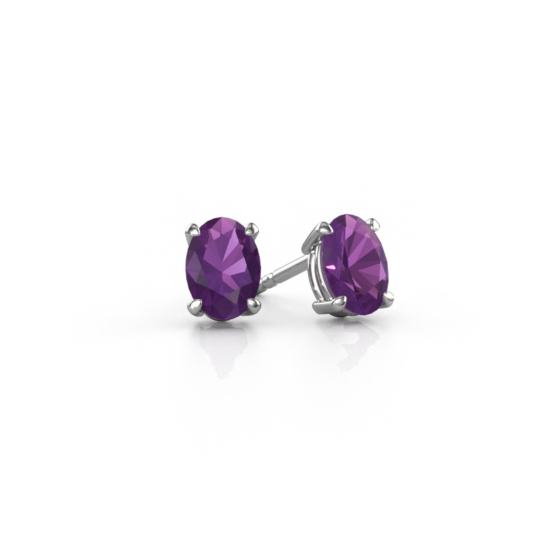 Bild von Ohrsteckers Sam OVL 950 Platin Amethyst 7x5 mm