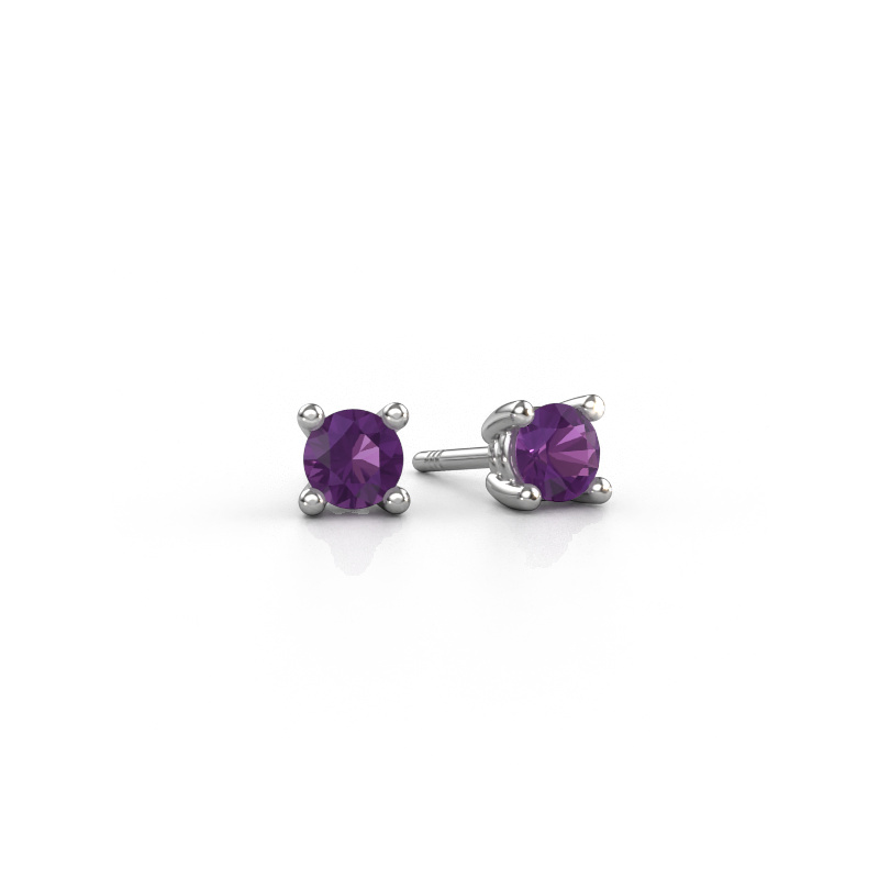 Image of Stud earrings Sam RND 950 platinum Amethyst 4.2 mm