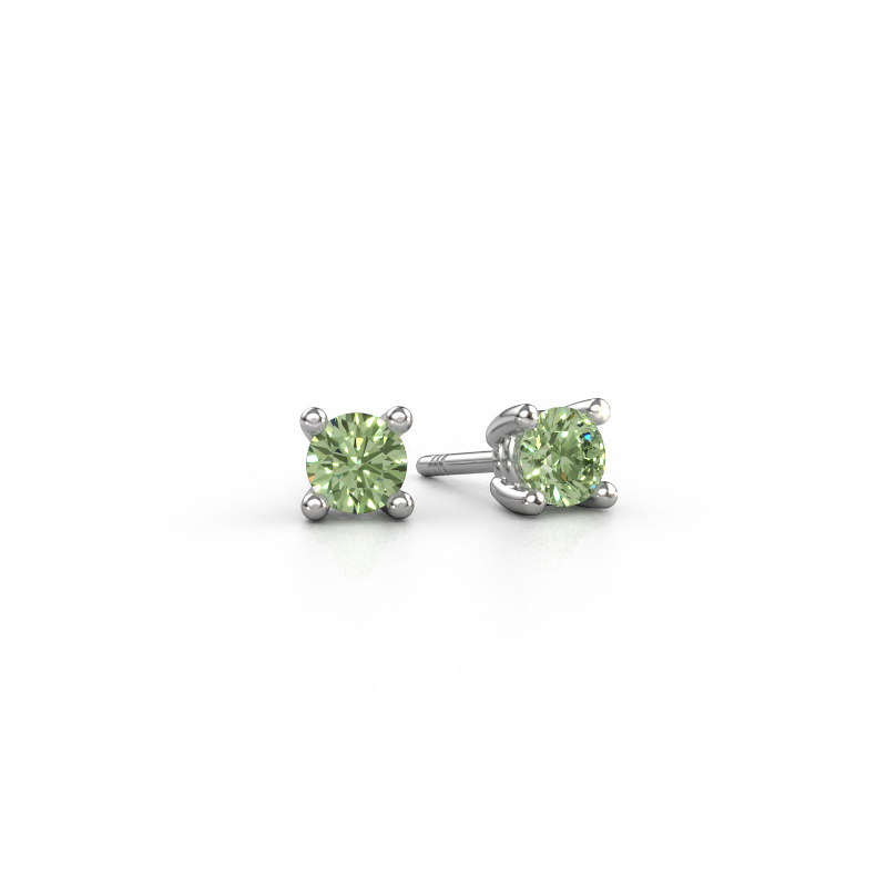 Image of Stud earrings Sam RND 950 platinum Green lab grown diamond 4.2 mm