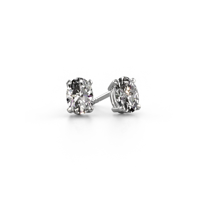 Image of Stud earrings Sam OVL 585 white gold Lab-grown diamond 1.40 crt