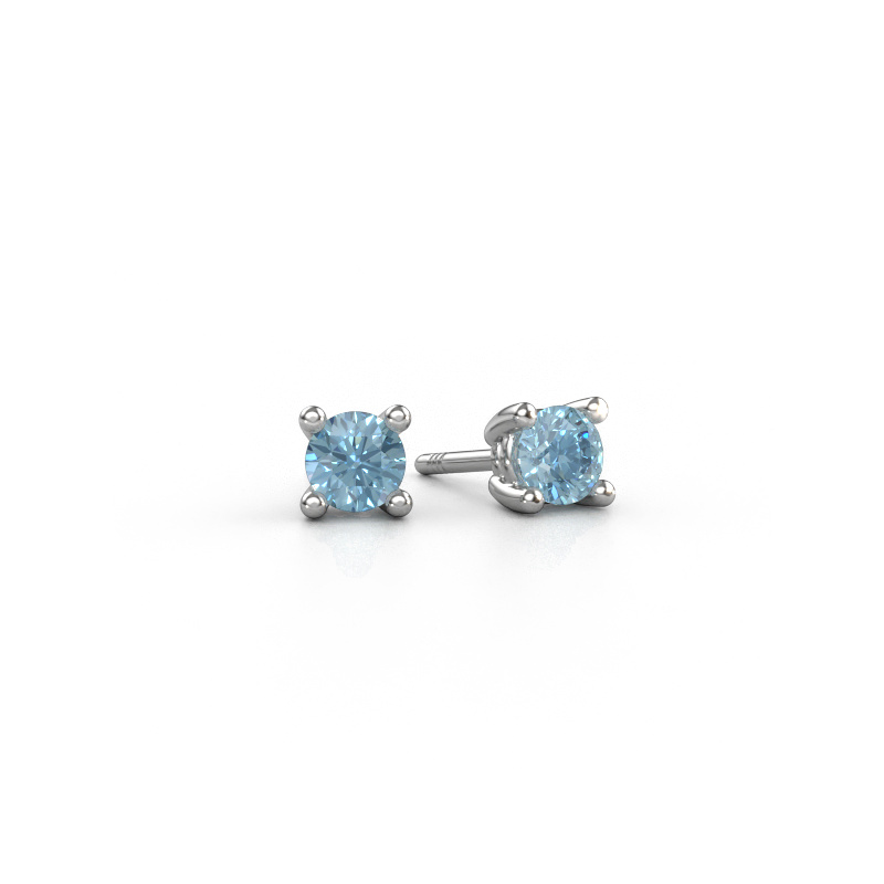 Image of Stud earrings Sam RND 950 platinum Blue lab grown diamond 4.2 mm