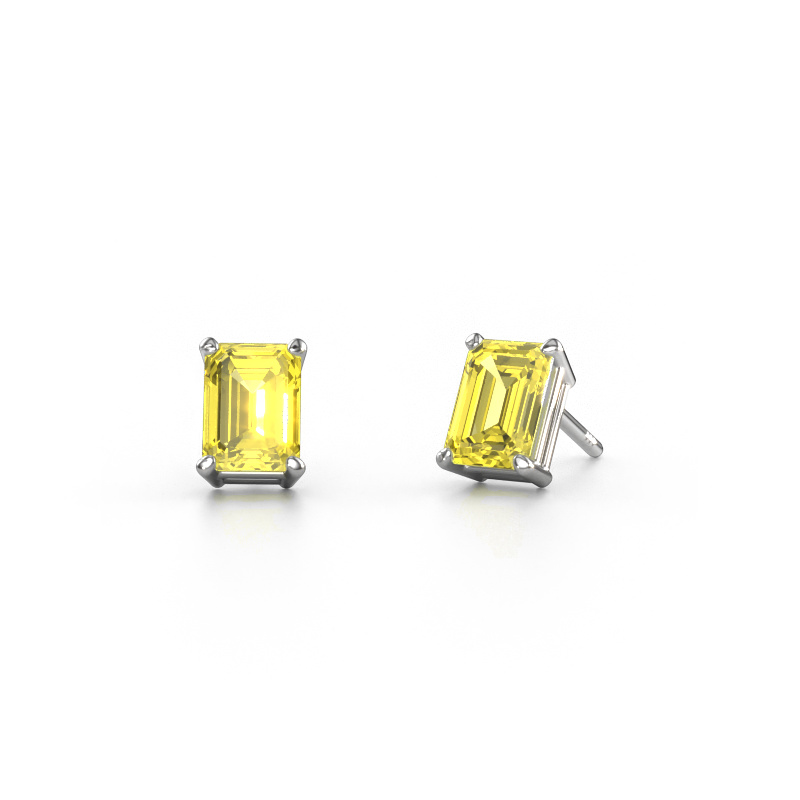 Image of Stud earrings Sam EME 950 platinum Yellow lab grown diamond 7x5 mm