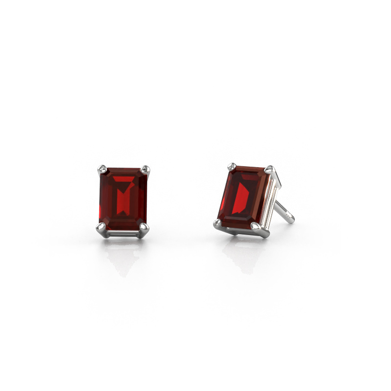 Image of Stud earrings Sam EME 950 platinum Garnet 7x5 mm