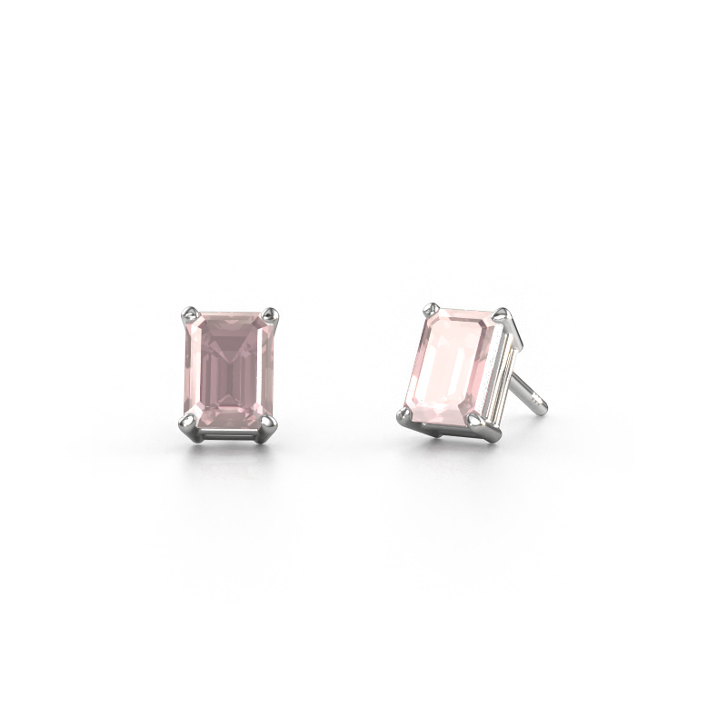 Image of Stud earrings Sam EME 950 platinum Morganite champagne 7x5 mm