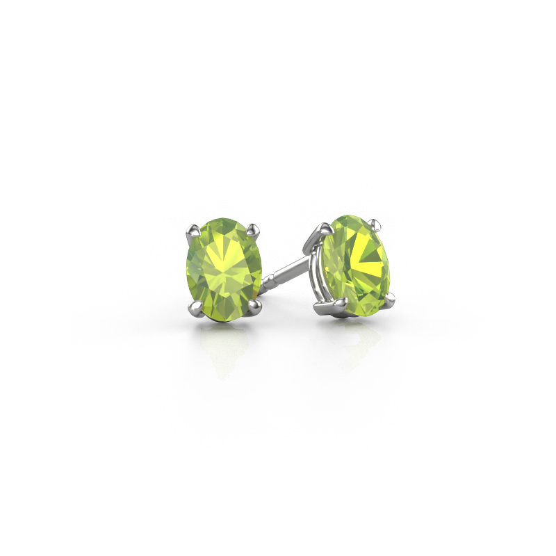 Image of Stud earrings Sam OVL 950 platinum Peridot 7x5 mm
