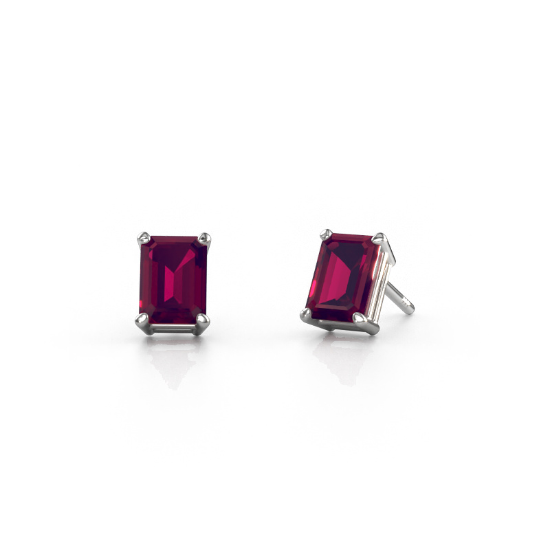 Image of Stud earrings Sam EME 585 white gold Rhodolite 7x5 mm