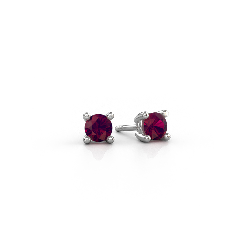 Image of Stud earrings Sam RND 585 white gold Rhodolite 4.2 mm