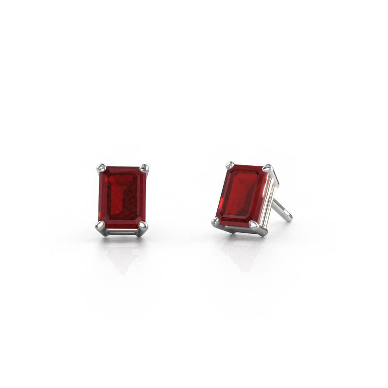 Image of Stud earrings Sam EME 950 platinum Ruby 7x5 mm