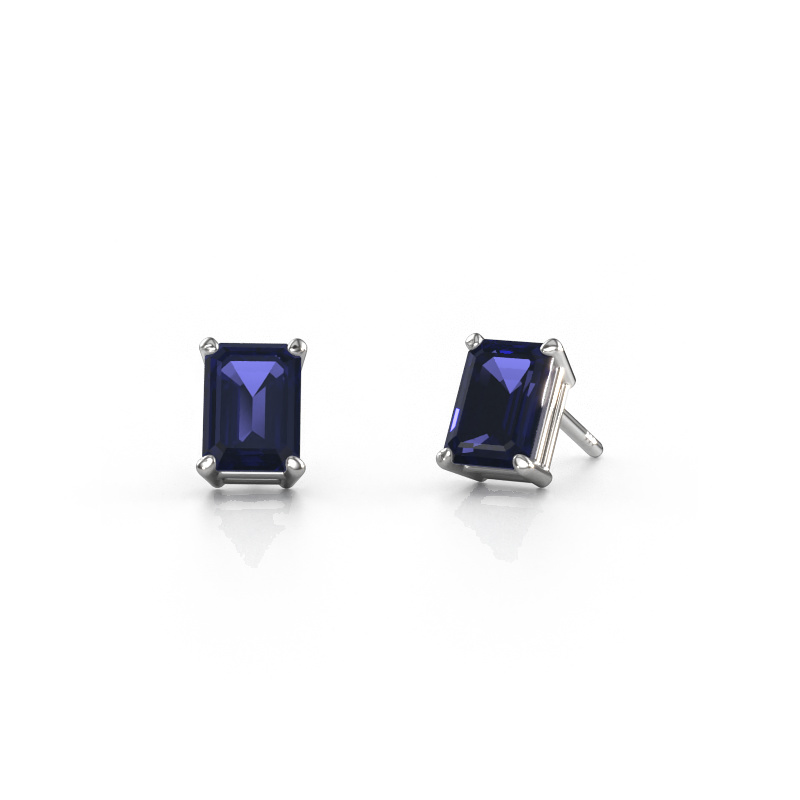 Image de Clous d'oreilles Sam EME 585 or blanc Saphir 7x5 mm