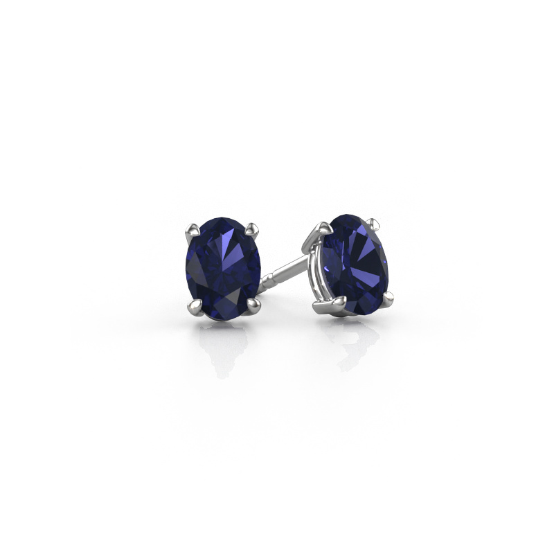 Image of Stud earrings Sam OVL 950 platinum Sapphire 7x5 mm