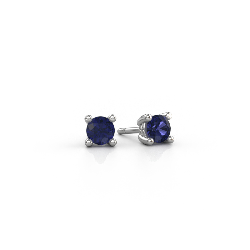 Image of Stud earrings Sam RND 585 white gold Sapphire 4.2 mm