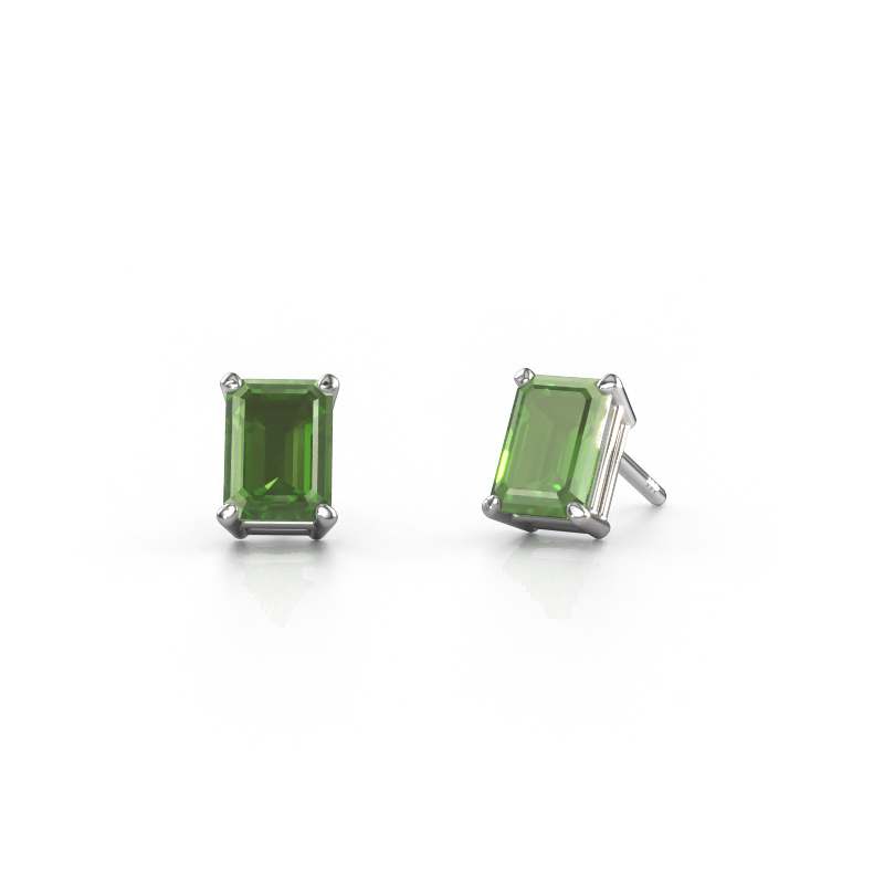 Image de Clous d'oreilles Sam EME 585 or blanc Vert tourmaline 7x5 mm