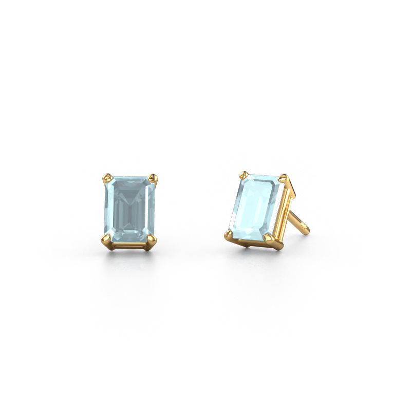 Image of Stud earrings Sam EME 585 gold Aquamarine 7x5 mm