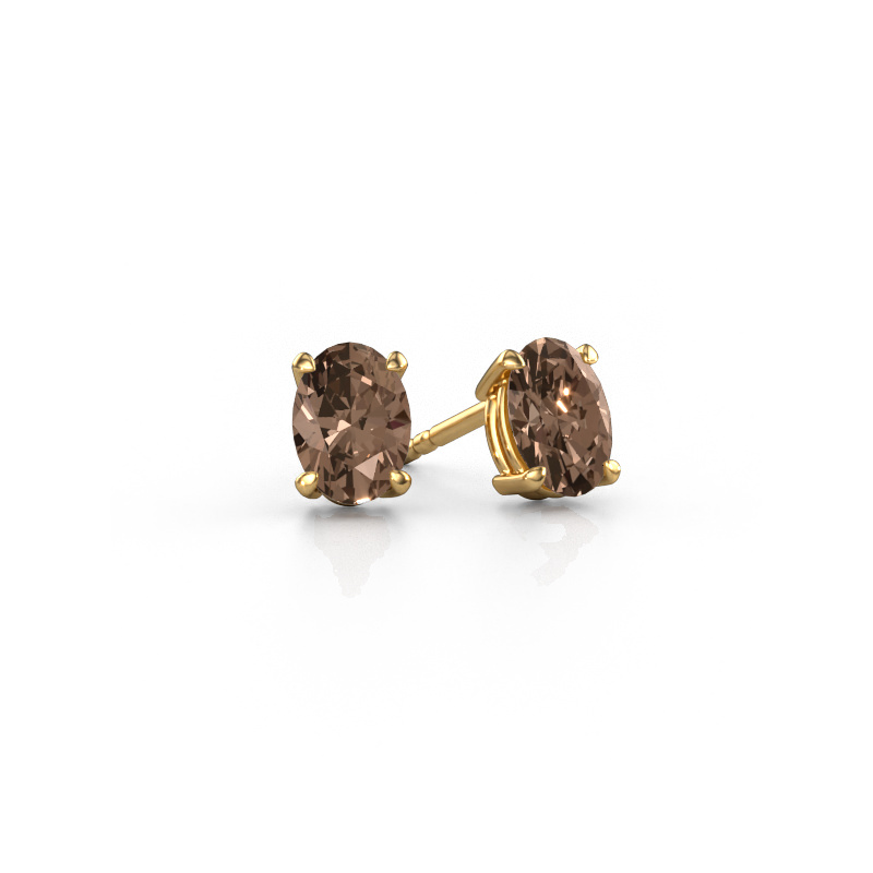 Image of Stud earrings Sam OVL 585 gold Brown diamond 1.40 crt
