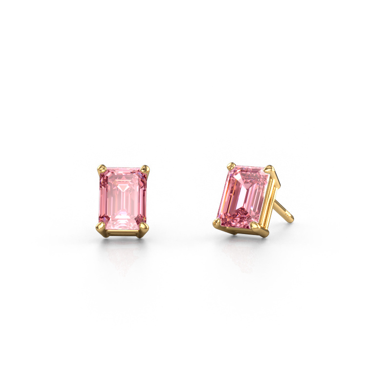 Image de Clous d'oreilles Sam EME 585 or jaune Diamant synthétique roze 7x5 mm