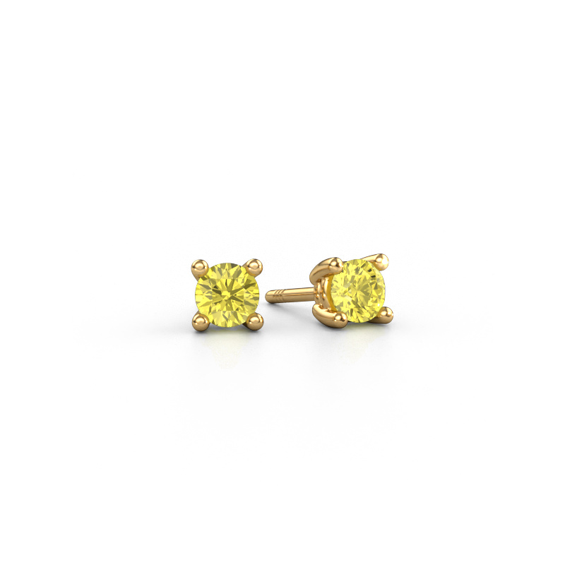 Image of Stud earrings Sam RND 585 gold Yellow lab grown diamond 4.2 mm