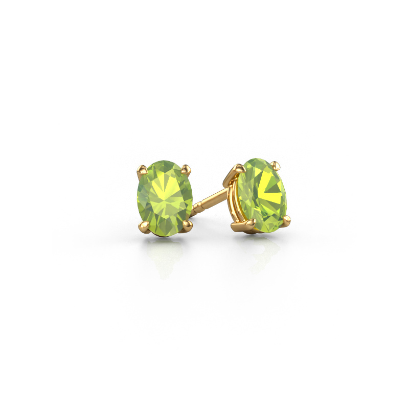 Image of Stud earrings Sam OVL 585 gold Peridot 7x5 mm