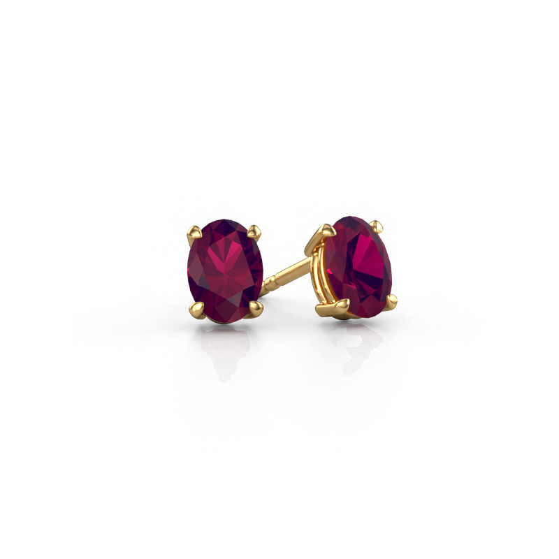Image de Clous d'oreilles Sam OVL 585 or jaune Rhodolite 7x5 mm