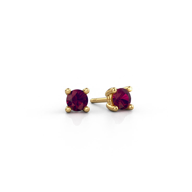 Image of Stud earrings Sam RND 585 gold Rhodolite 4.2 mm