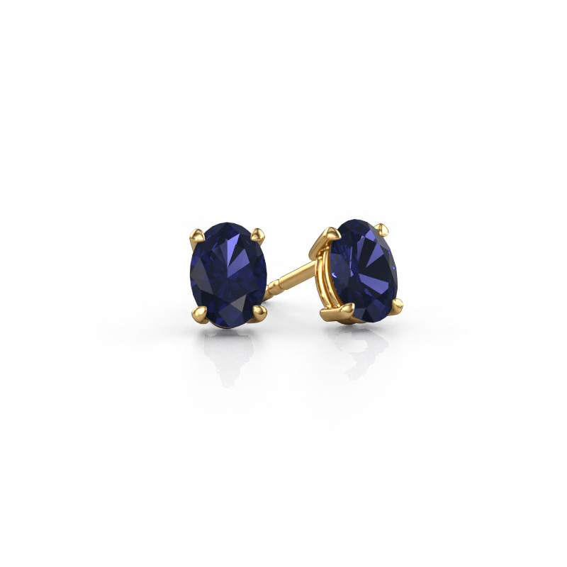 Image de Clous d'oreilles Sam OVL 585 or jaune Saphir 7x5 mm