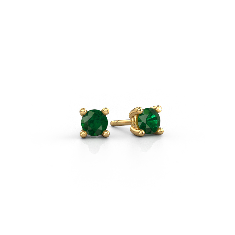 Image of Stud earrings Sam RND 585 gold Emerald 4.2 mm