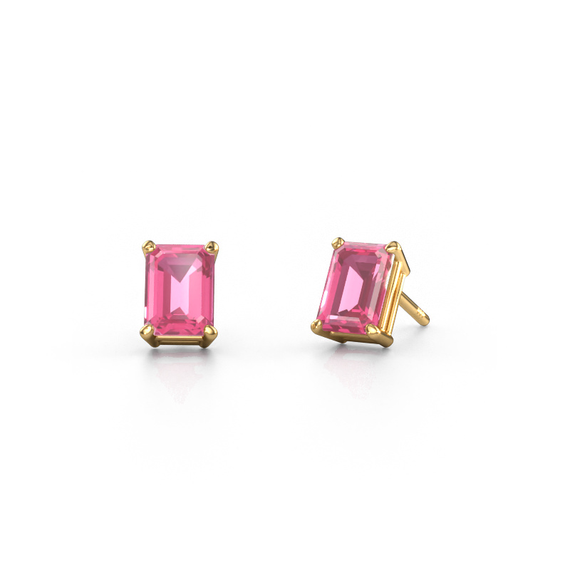 Image of Stud earrings Sam EME 585 gold Pink sapphire 7x5 mm