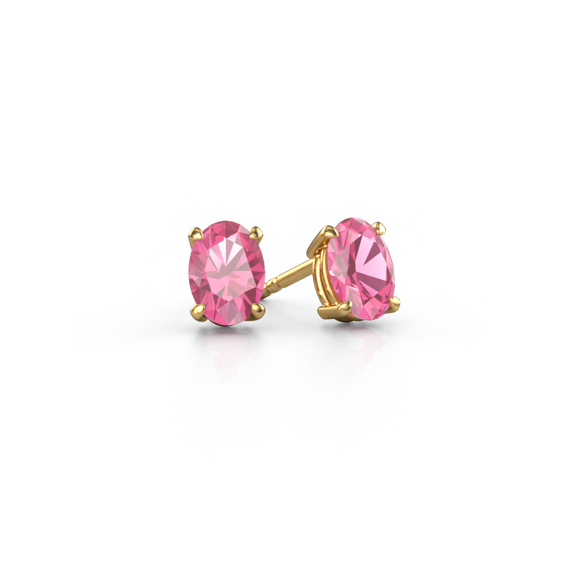 Image of Stud earrings Sam OVL 585 gold Pink sapphire 7x5 mm