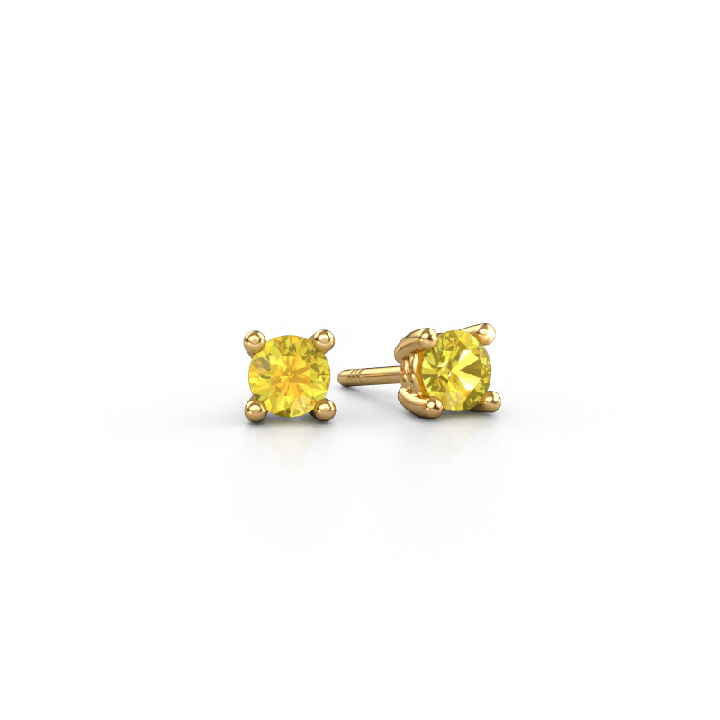 Image de Clous d'oreilles Sam RND 585 or jaune Saphir jaune 4.2 mm