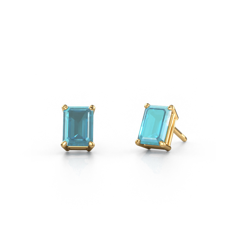 Image of Stud earrings Sam EME 585 gold Blue topaz 7x5 mm