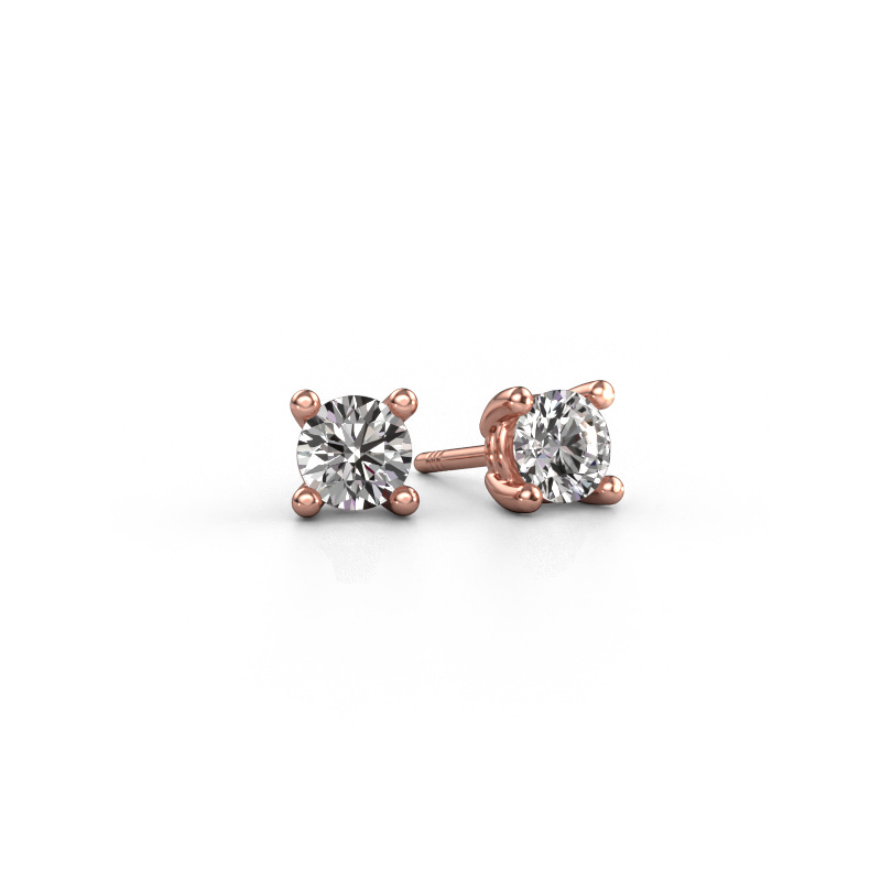 Image of Stud earrings Sam RND 585 rose gold Diamond 0.80 crt