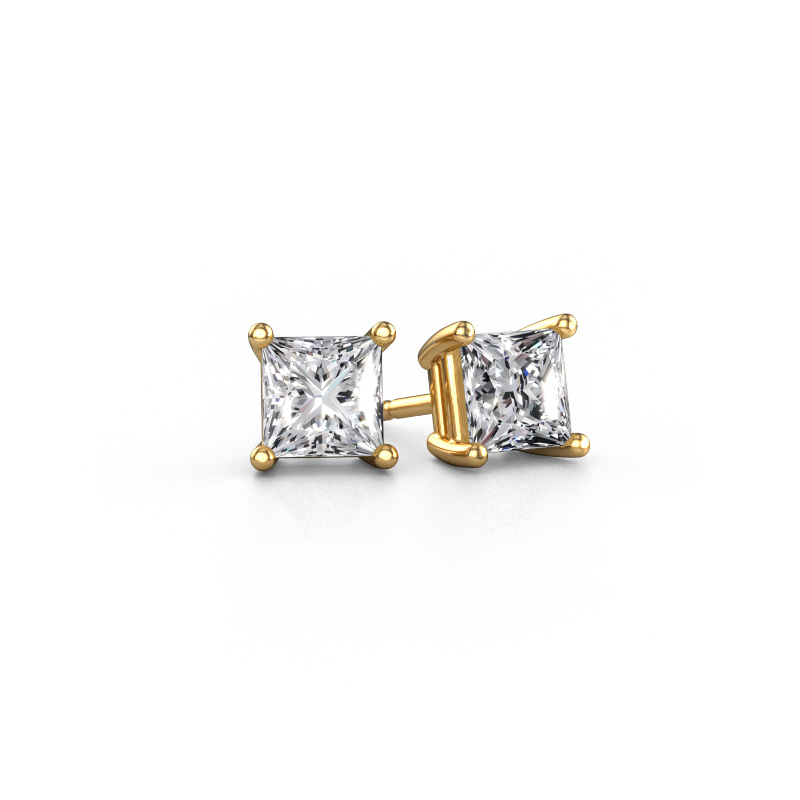 Image of Stud earrings Sam square 585 gold Diamond 2.00 crt