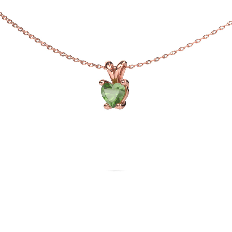 Image of Pendant Sam Heart 585 rose gold Tourmaline green 5 mm